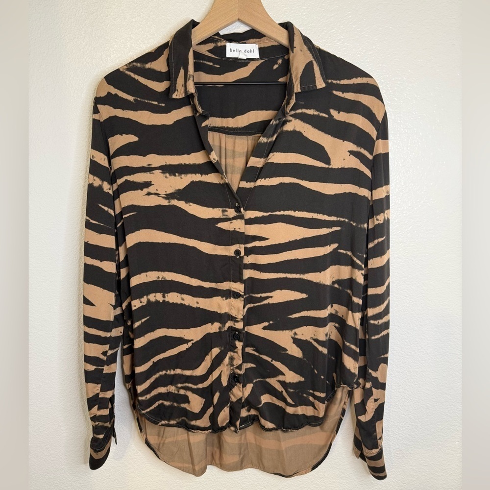 Bella Dahl Monterey Zebra Stripe-Print Woven Shirt Medium - Picture 2 of 9